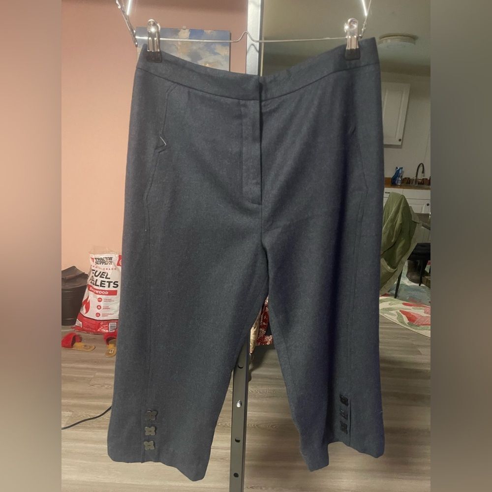 Zac Posen Wool Cashmere Cropped Pants w/ Clover Buttons — Silk Lined — Size 6 - Picture 3 of 6